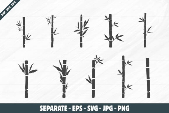 Bamboo Silhouettes on White Background