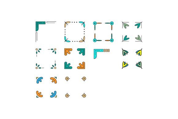 Colorful Corner Frame Elements Vectors