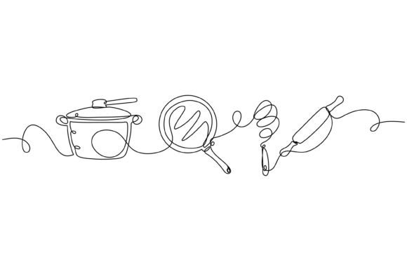 Continuous Line Design of Kitchen
