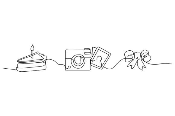 Continuous Line Pieces of Bread