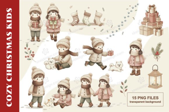 Cozy Christmas Kids Clipart: Bringing Warmth to Your Holiday Designs