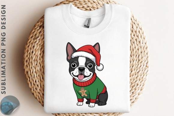 Crochet Yarn Christmas Boston Dog PNG: A Festive Digital Asset for Crafters