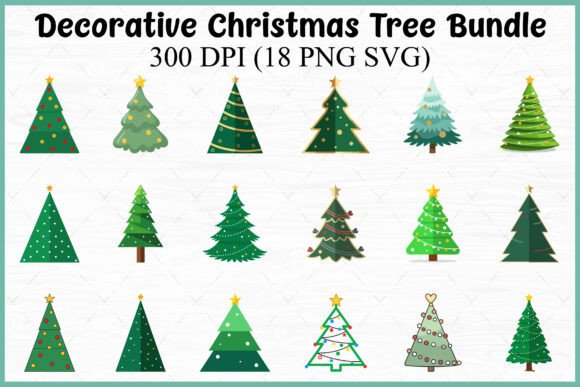 Elevate Your Holiday Designs with a Cute Christmas Tree Clipart PNG SVG Set