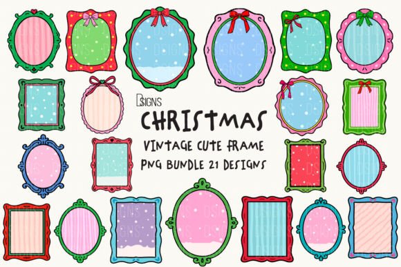 Elevate Your Holiday Designs with the Christmas Vintage Cute Frame Bundle PNG