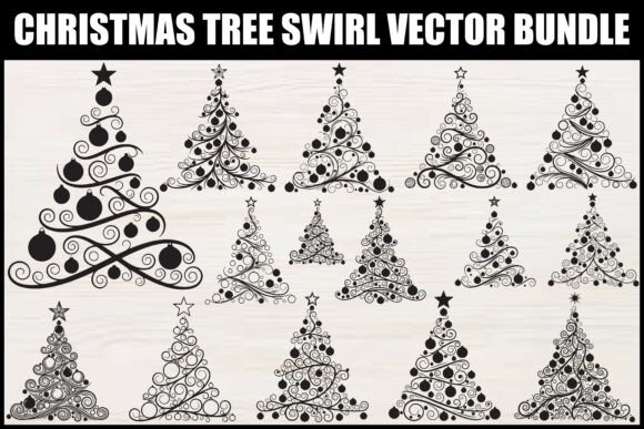 Elevating Holiday Design with the Christmas Tree Swirl Vector Bundle