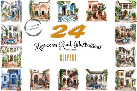 Enchanting Moroccan Riad Clipart Oasis: Bringing Architectural Elegance to Your Creative Projects