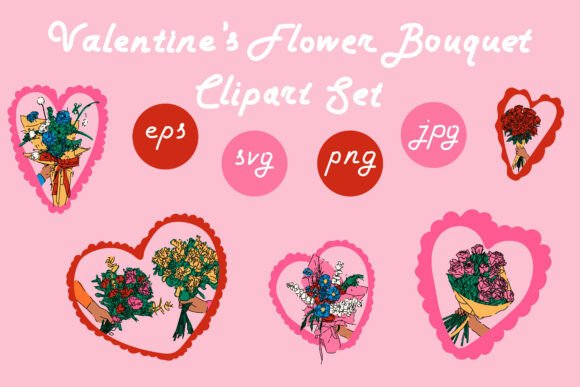 Enhancing Romantic Design Projects with the Valentine’s Flower Bouquet Clipart Set