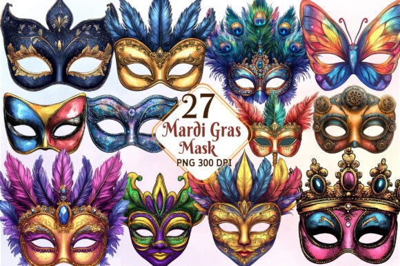 Evaluating Watercolor Mardi Gras Mask Clipart for Professional and Personal Design Projects