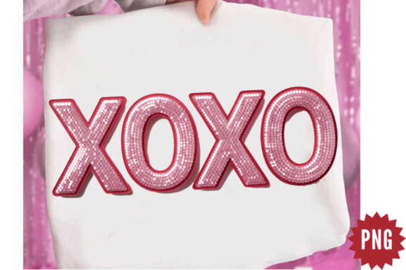Faux Embroidery Pink XoXo PNG Design