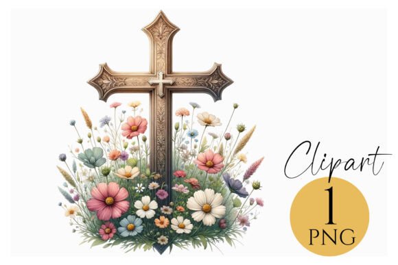 Floral Cross Clipart PNG for Sublimation: Elevating Faith-Based Designs