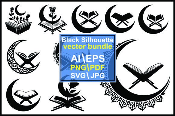Islamic Silhouette Symbols with Crescent