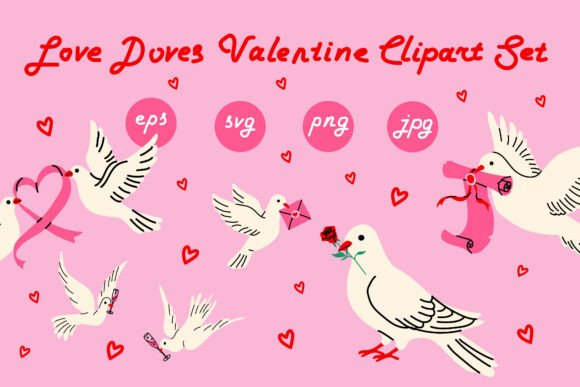 Love Doves Valentine Clipart Set: Elevating Your Romantic Designs