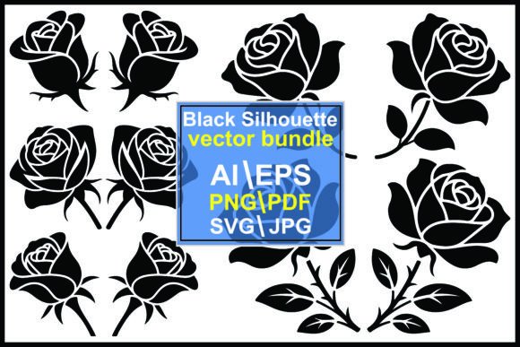 Mastering Visual Elegance with the Silhouette Rose Flower Collection Vector