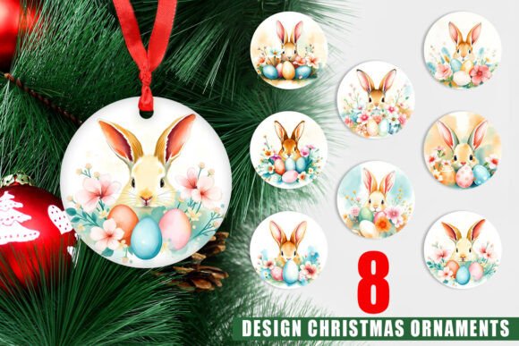 Ornament Rabbit Peeking: Elevating Holiday Decor with Printable Digital Art