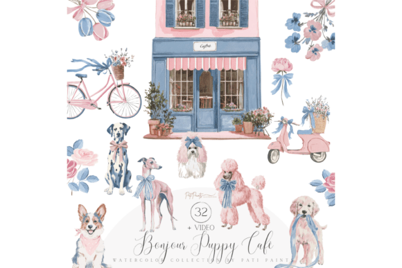 Pink Puppy Café Clipart Bundle