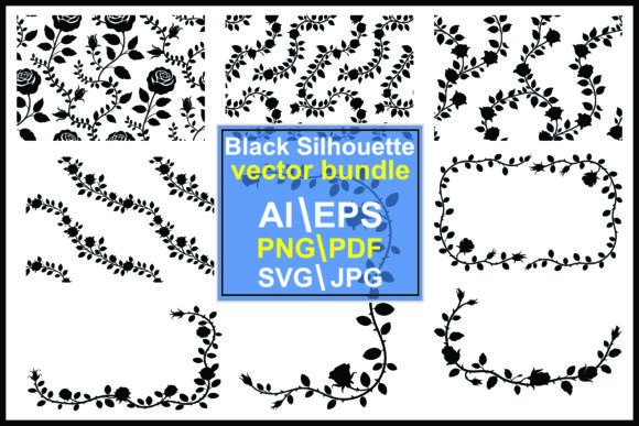 Rose Vine Silhouette Floral Patterns