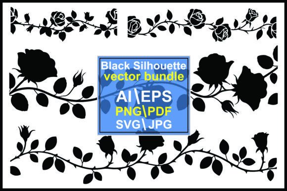 Rose Vine Silhouette Floral Vector Bundle