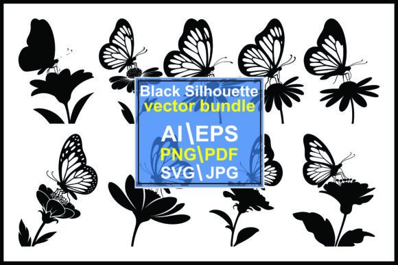 Silhouette Butterflies on Flowers Nature: A Guide to Monochrome Floral Design Assets