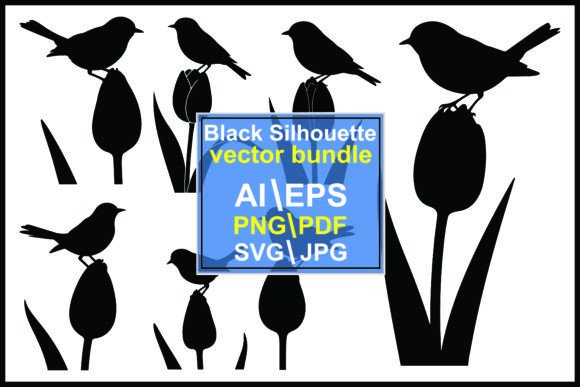 Silhouettes of Birds on Tulip Buds: Integrating Minimalist Botanical Assets into Professional Design Workflows