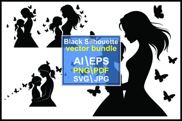 Silhouettes of Women and Girls with Butterflies: A Versatile Vector Collection