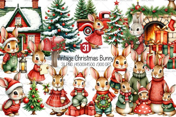 Vintage Christmas Bunny: Elevating Holiday Design with Nostalgic Charm