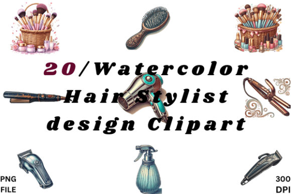 Watercolor Hair Stylist Design Clipart: Elevating Beauty Branding with Digital Art
