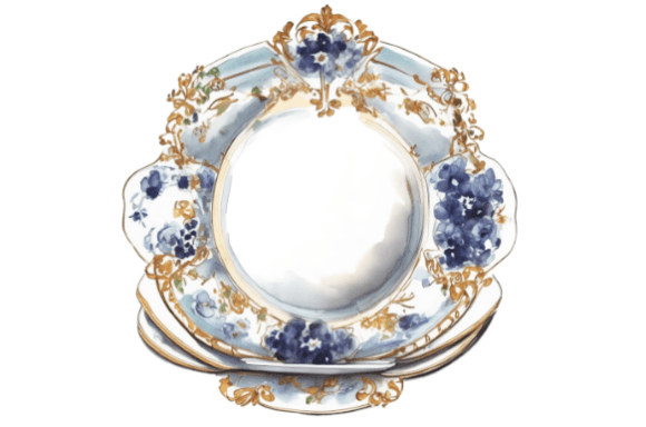 Watercolor Vintage Plate Illustration: A Timeless Design Resource