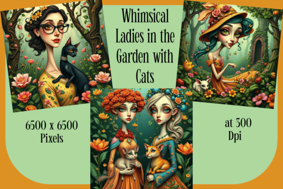 Whimsical Ladies and Their Feline Friends: The Art of Magical Companionship
